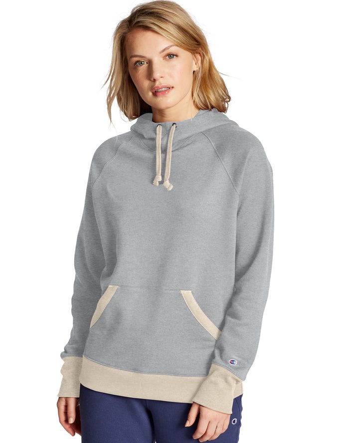 Champion Powerblend Kadın Kapşonlu Sweatshirt Gri ( VOYWLK452 )